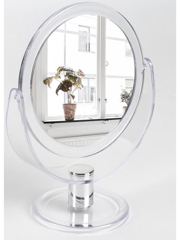 Зеркало настольное, двустороннее, с увеличением, d зеркальной поверхности 10,5 см, цвет прозрачный