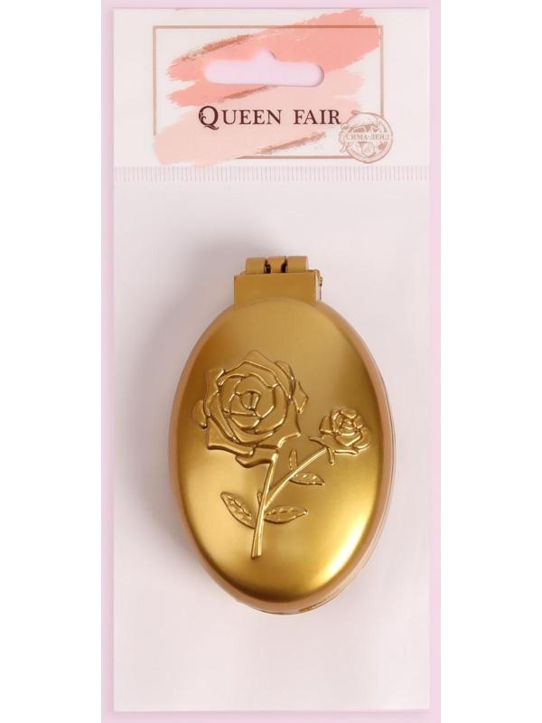 Расчёска массажная «Перламутровая роза», складная, с зеркалом, 5,5 × 9 см, цвет МИКС