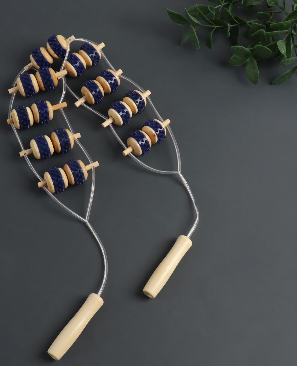 Массажёр-лента для спины, 9 звеньев, деревянный, с шипами, 84 × 7,5 × 3 см