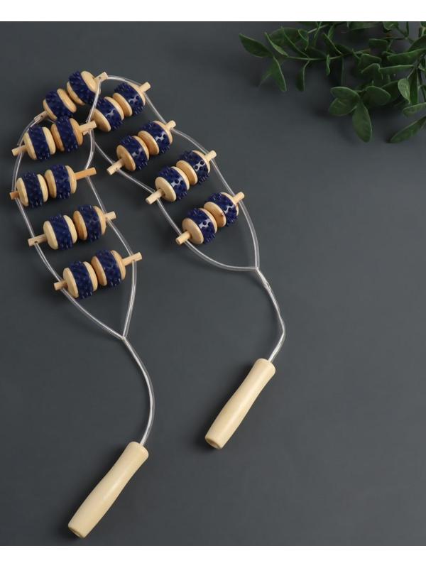 Массажёр-лента для спины, 9 звеньев, деревянный, с шипами, 84 × 7,5 × 3 см