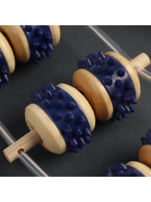 Массажёр-лента для спины, 9 звеньев, деревянный, с шипами, 84 × 7,5 × 3 см