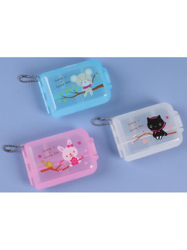 Таблетница с цепочкой, 7 секций, цвет МИКС