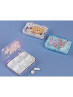 Таблетница «Милашки», 6 секций, 9,2 см х 6,2 см х 2 см, цвет МИКС