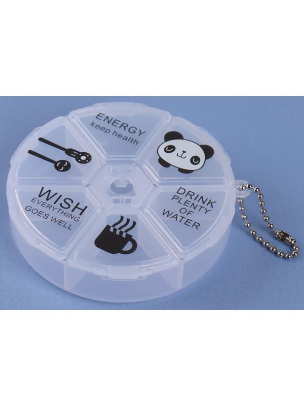 Таблетница «Keep health», с цепочкой, 6 секций, цвет МИКС