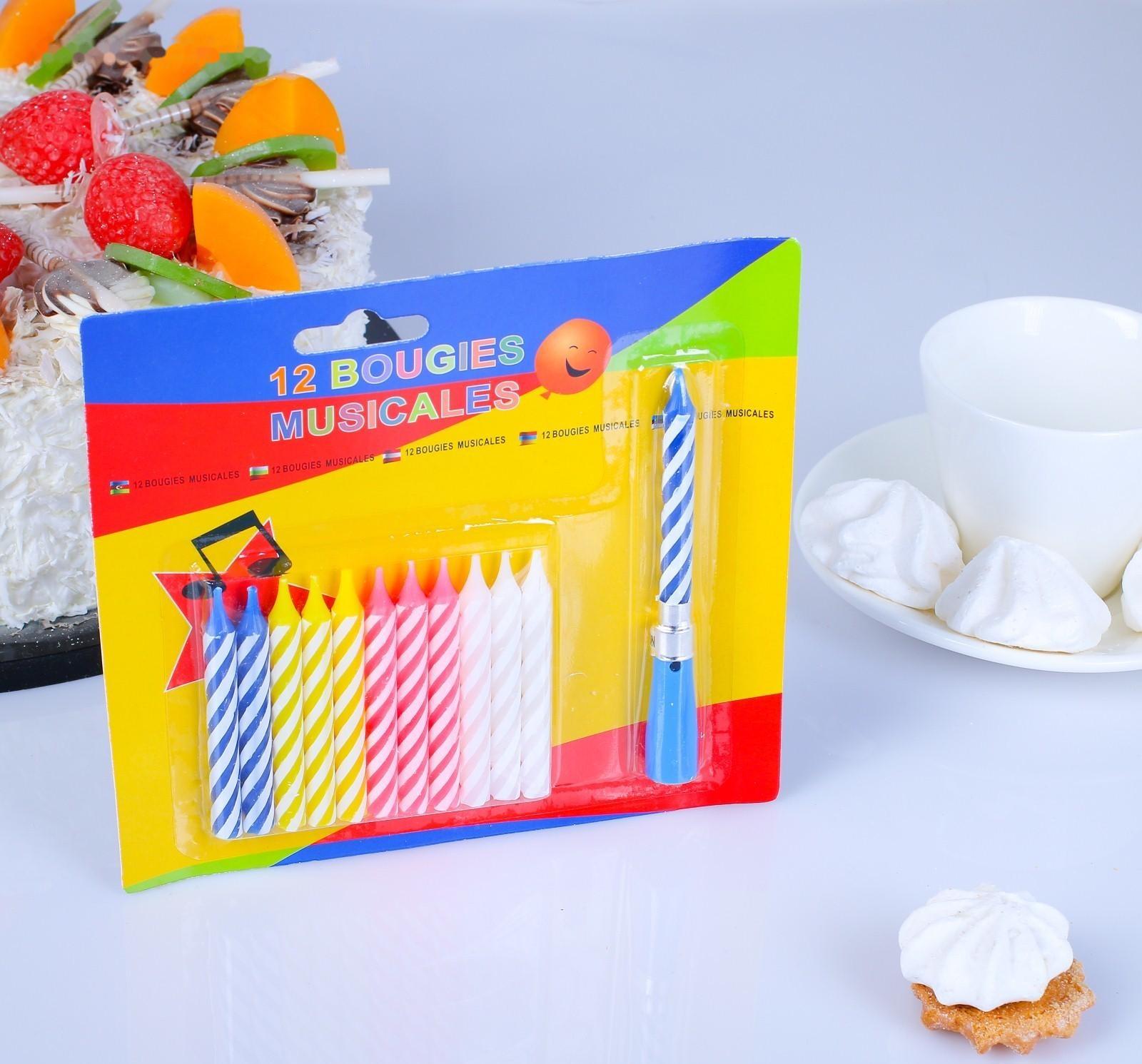 Свеча для торта (набор 12 свечей +1 музыкальная)
