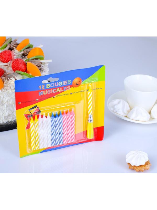 Свеча для торта (набор 12 свечей +1 музыкальная)