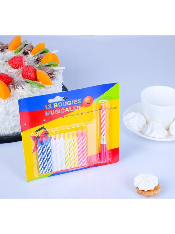 Свеча для торта (набор 12 свечей +1 музыкальная)