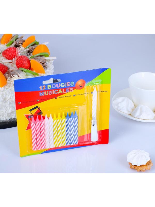 Свеча для торта (набор 12 свечей +1 музыкальная)