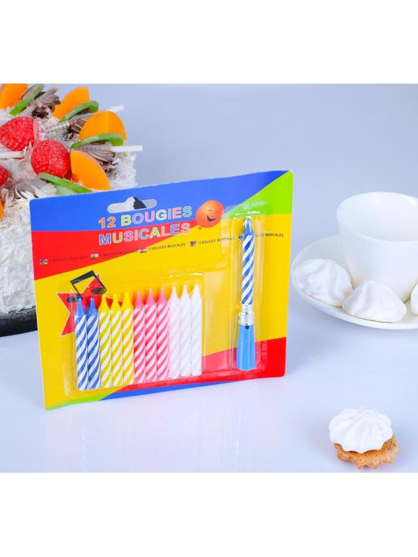 Свеча для торта (набор 12 свечей +1 музыкальная)