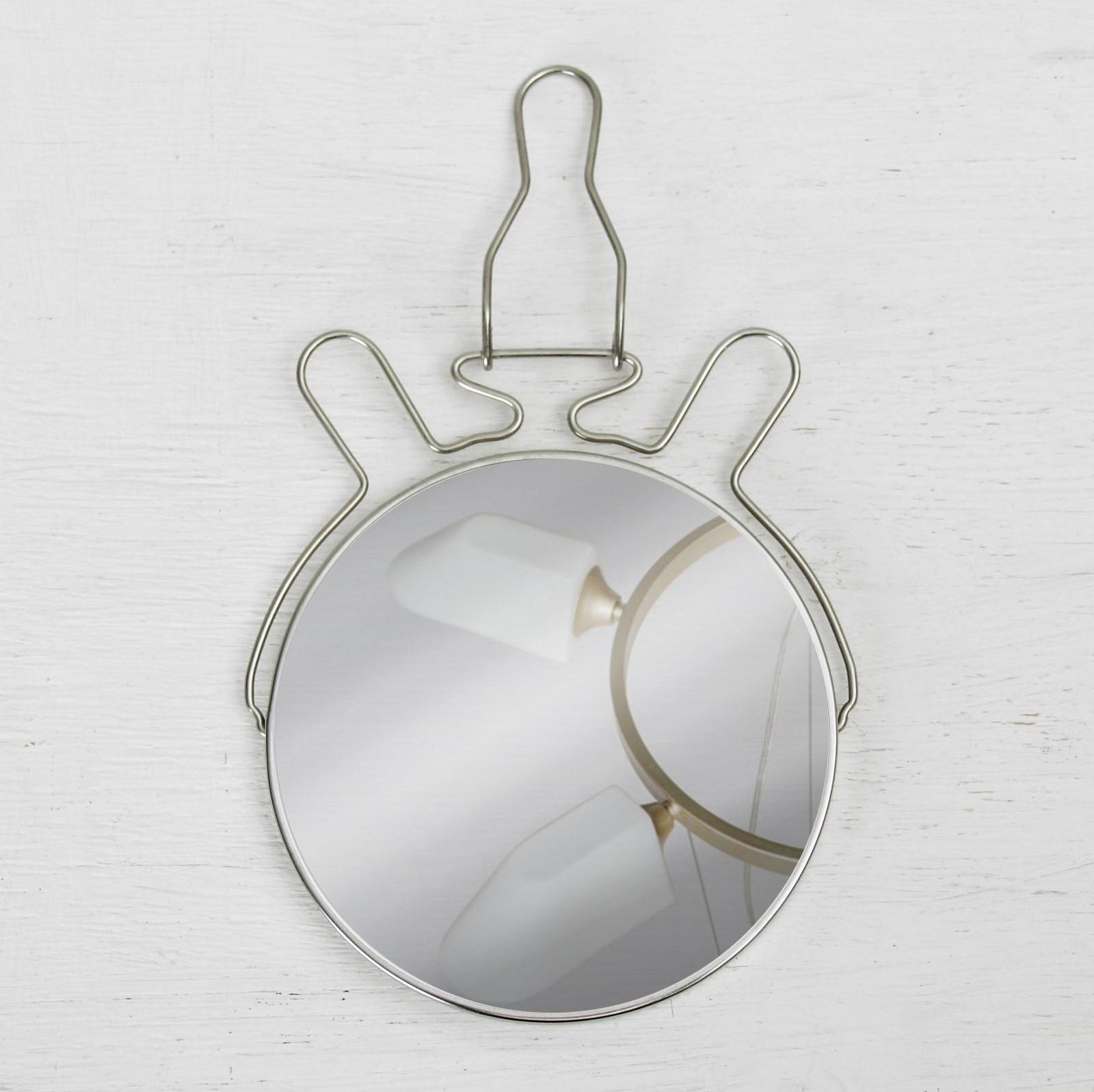 Зеркало складное-подвесное, двустороннее, с увеличением, d зеркальной поверхности 11,5 см, цвет серебристый