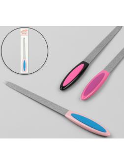 Пилка металлическая для ногтей, прорезиненная ручка, 17 см, цвет МИКС