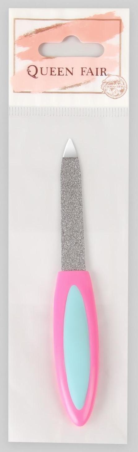 Пилка металлическая для ногтей, прорезиненная ручка, 12 см, цвет МИКС