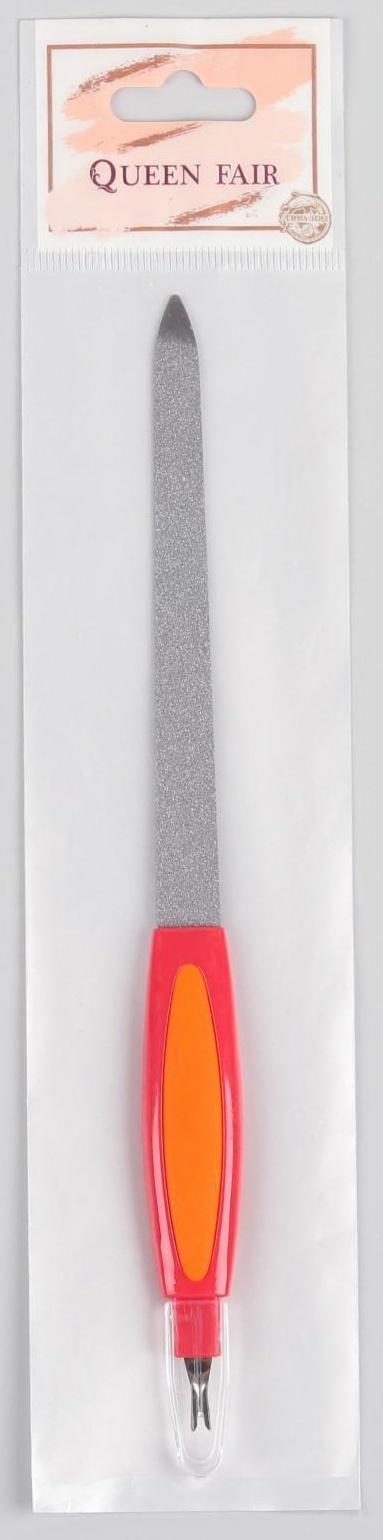 Пилка-триммер металлическая для ногтей, прорезиненная ручка, с защитным колпачком, 19 см, цвет МИКС