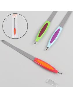 Пилка-триммер металлическая для ногтей, прорезиненная ручка, с защитным колпачком, 19 см, цвет МИКС