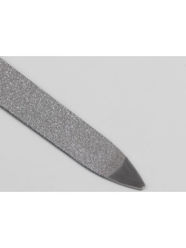 Пилка-триммер металлическая для ногтей, прорезиненная ручка, с защитным колпачком, 19 см, цвет МИКС