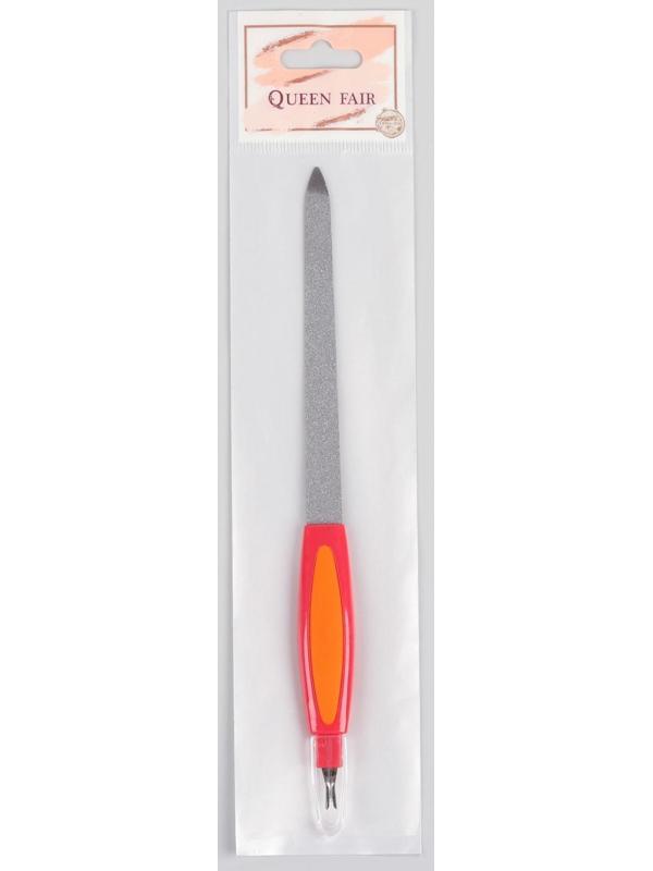 Пилка-триммер металлическая для ногтей, прорезиненная ручка, с защитным колпачком, 19 см, цвет МИКС