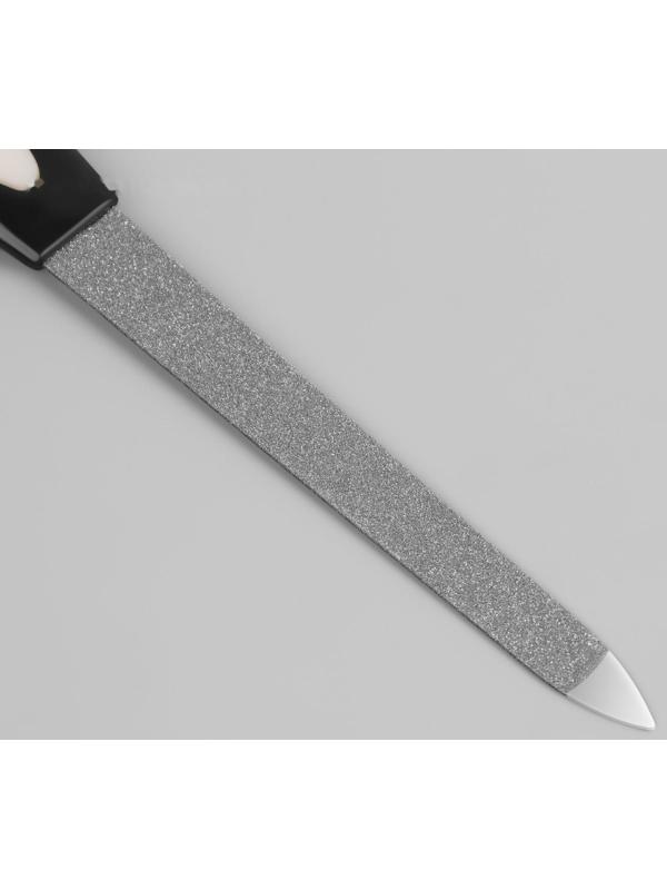 Пилка-триммер металлическая для ногтей, прорезиненная ручка, с защитным колпачком, 17 см, цвет МИКС