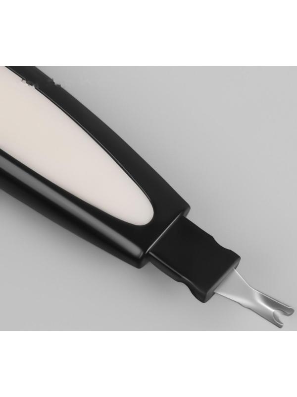 Пилка-триммер металлическая для ногтей, прорезиненная ручка, с защитным колпачком, 17 см, цвет МИКС