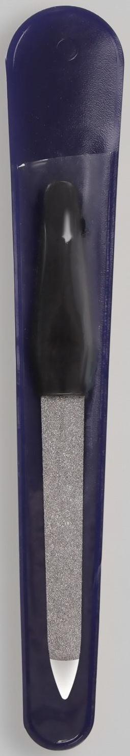 Пилка металлическая для ногтей, 12 см, в чехле, цвет серебристый/чёрный