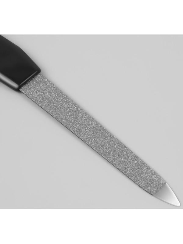 Пилка металлическая для ногтей, 12 см, в чехле, цвет серебристый/чёрный