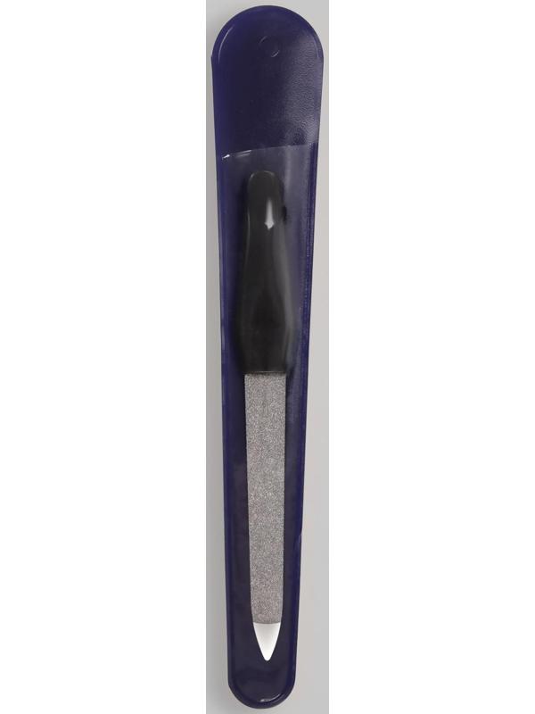 Пилка металлическая для ногтей, 12 см, в чехле, цвет серебристый/чёрный