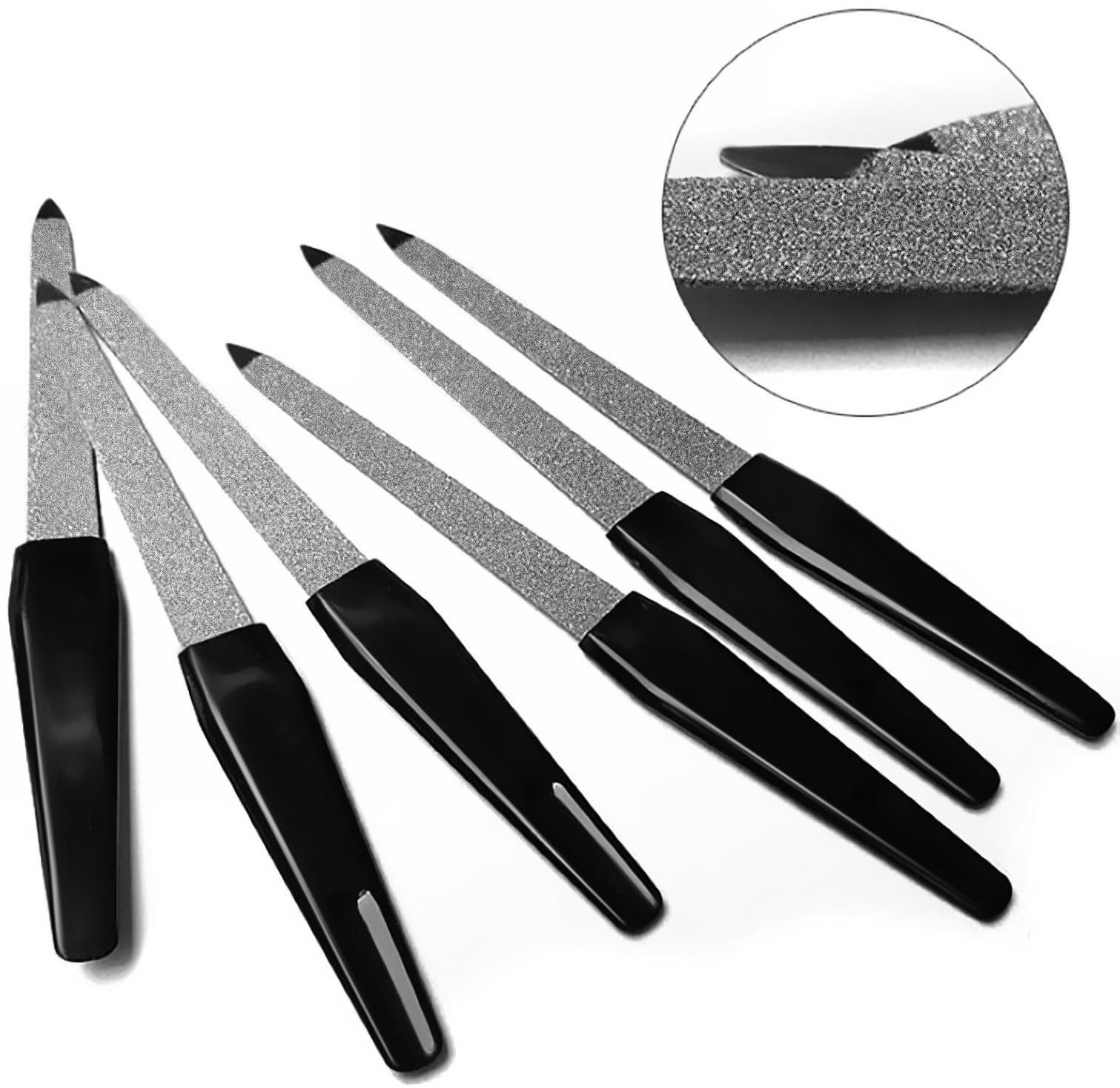 Пилка металлическая для ногтей, 15 см, в чехле, цвет серебристый/чёрный