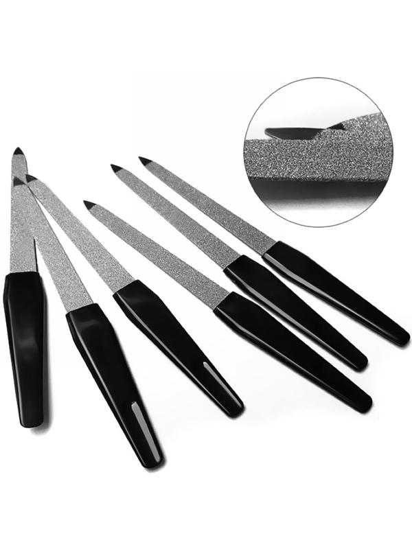 Пилка металлическая для ногтей, 15 см, в чехле, цвет серебристый/чёрный