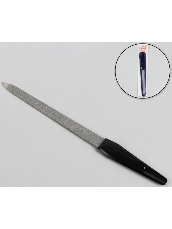 Пилка металлическая для ногтей, 17 см, в чехле, цвет серебристый/чёрный