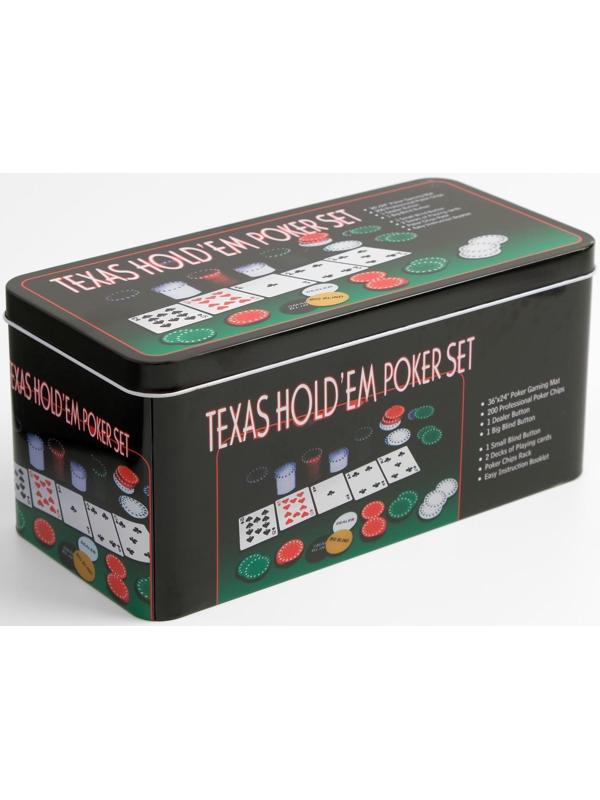 Покер, набор для игры (карты 2 колоды, фишки 200 шт.), с номиналом, 60 х 90 см