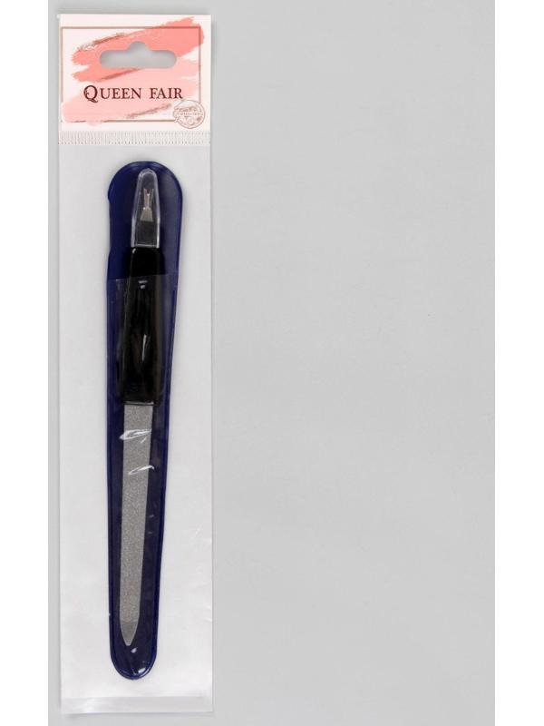 Пилка-триммер металлическая для ногтей, 17 см, с защитным колпачком, в чехле, цвет чёрный