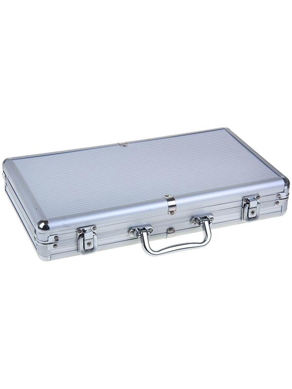 Покер в металлическом кейсе (карты 2 колоды, фишки 300 шт., 5 кубиков), 20.5 х 38 см