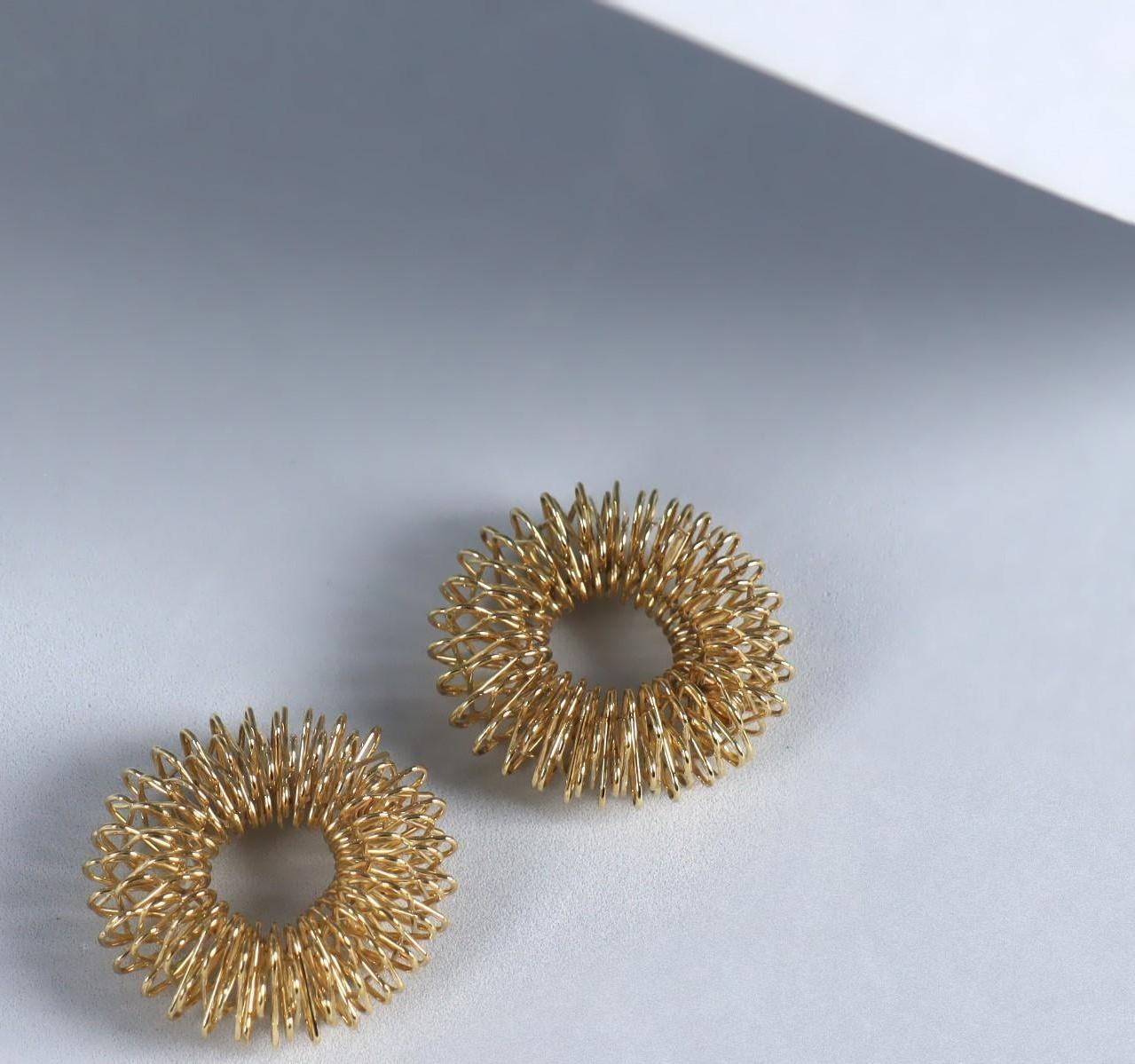 Массажёры для пальцев рук, d 3 × 0,8 см, 2 шт, цвет золотистый