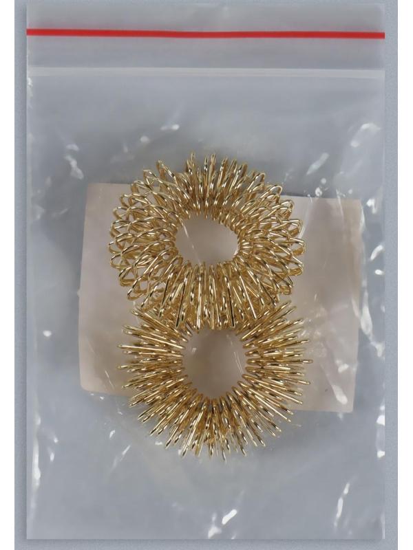 Массажёры для пальцев рук, d 3 × 0,8 см, 2 шт, цвет золотистый