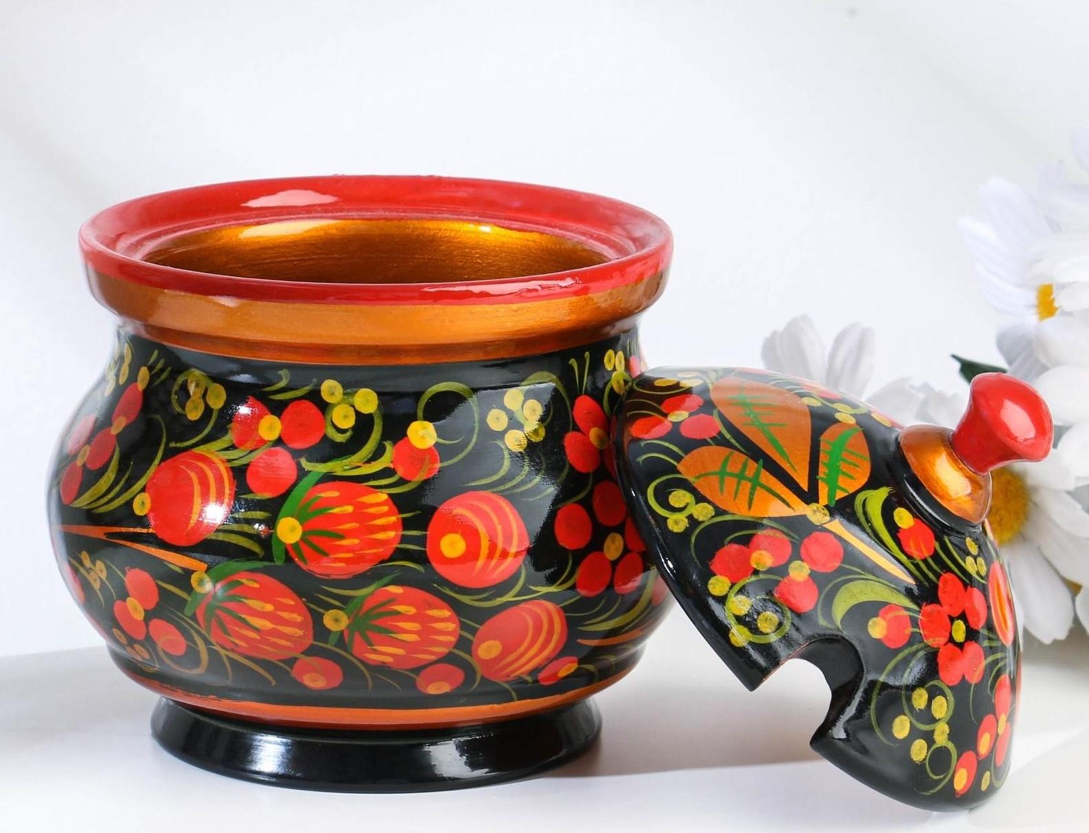 Сахарница «Ягодка», 11х12 см, хохлома