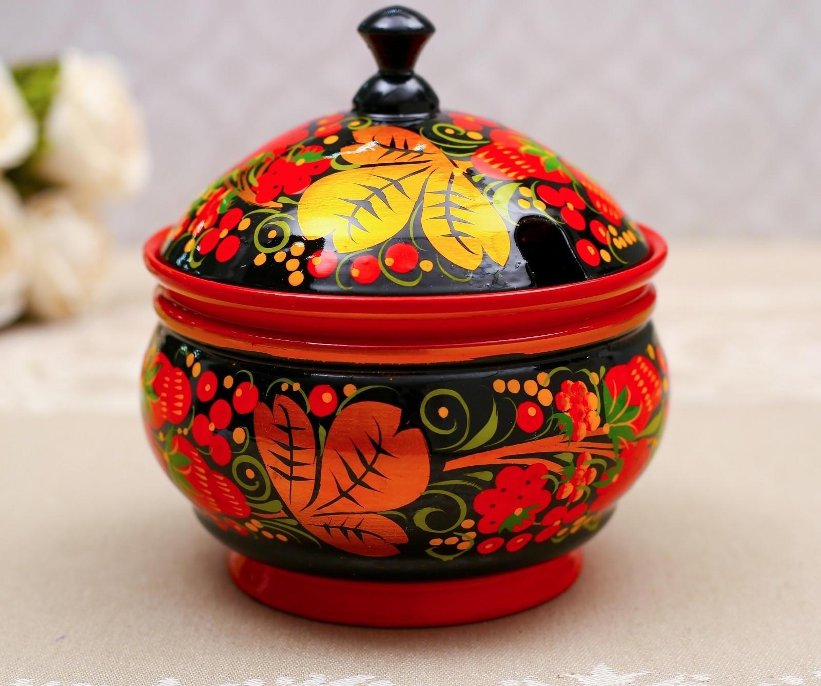 Сахарница «Ягодка», 11х12 см, хохлома