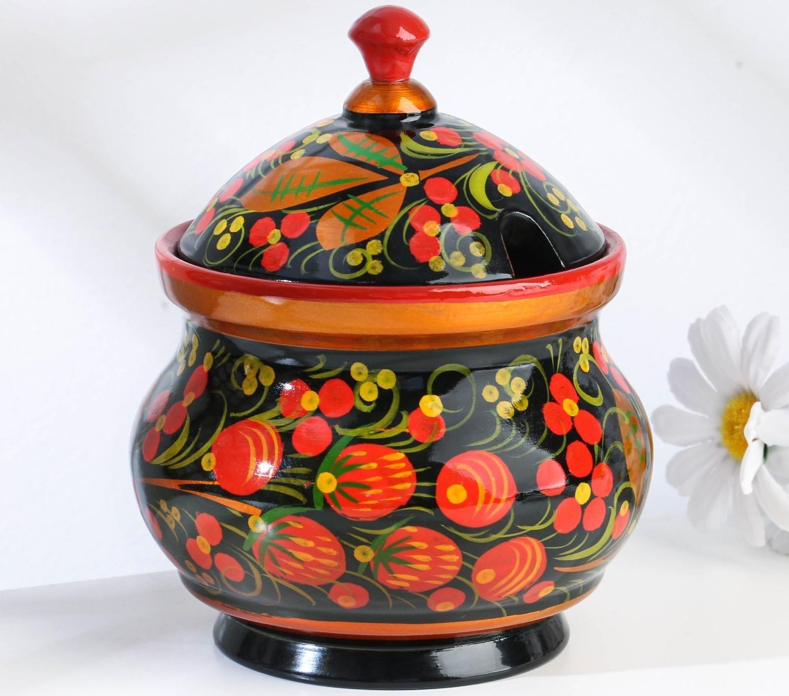 Сахарница «Ягодка», 11х12 см, хохлома