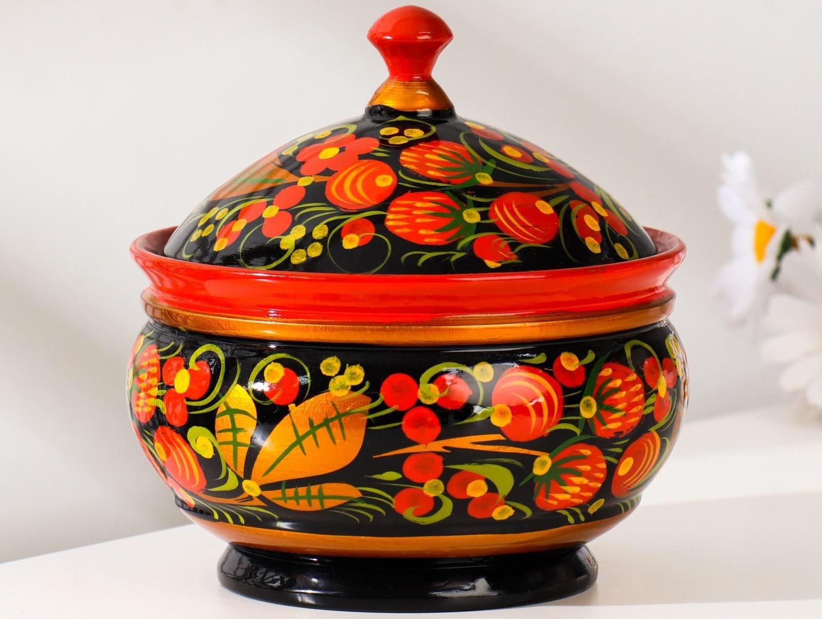 Сахарница «Ягодка», 11х12 см, хохлома