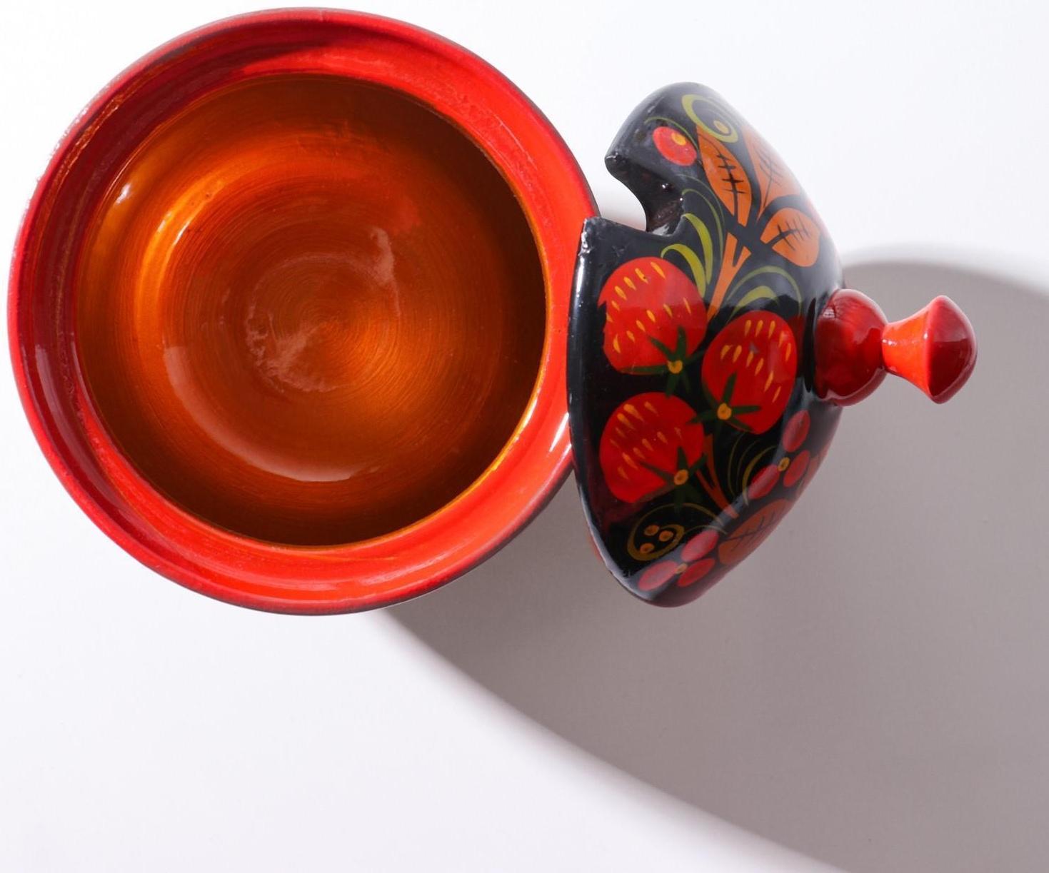 Сахарница «Ягодка», малая, 10×9,5×9,5 см, хохлома, микс