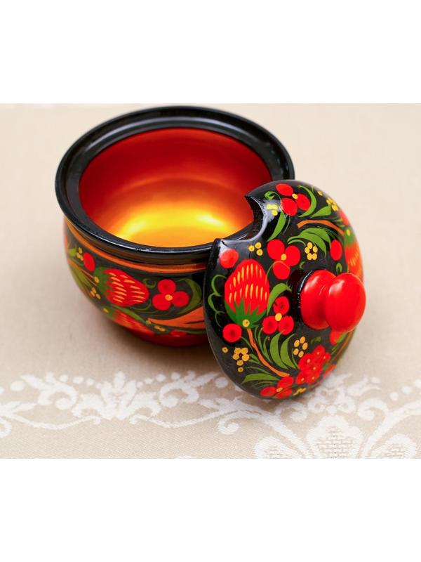 Сахарница «Ягодка», малая, 10×9,5×9,5 см, хохлома, микс
