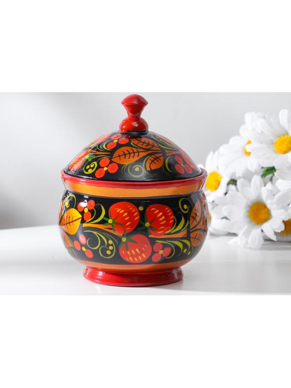 Сахарница «Ягодка», малая, 10×9,5×9,5 см, хохлома, микс