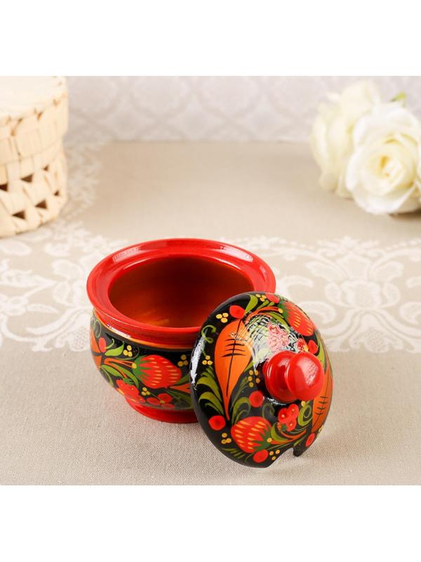 Сахарница «Ягодка», малая, 10×9,5×9,5 см, хохлома, микс