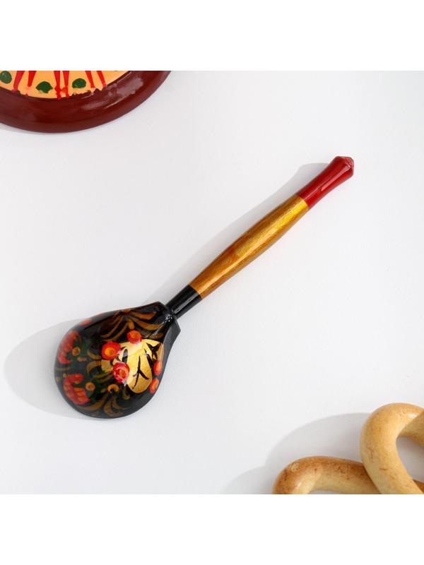 Сахарница, с ложкой, 10×9 см, хохлома