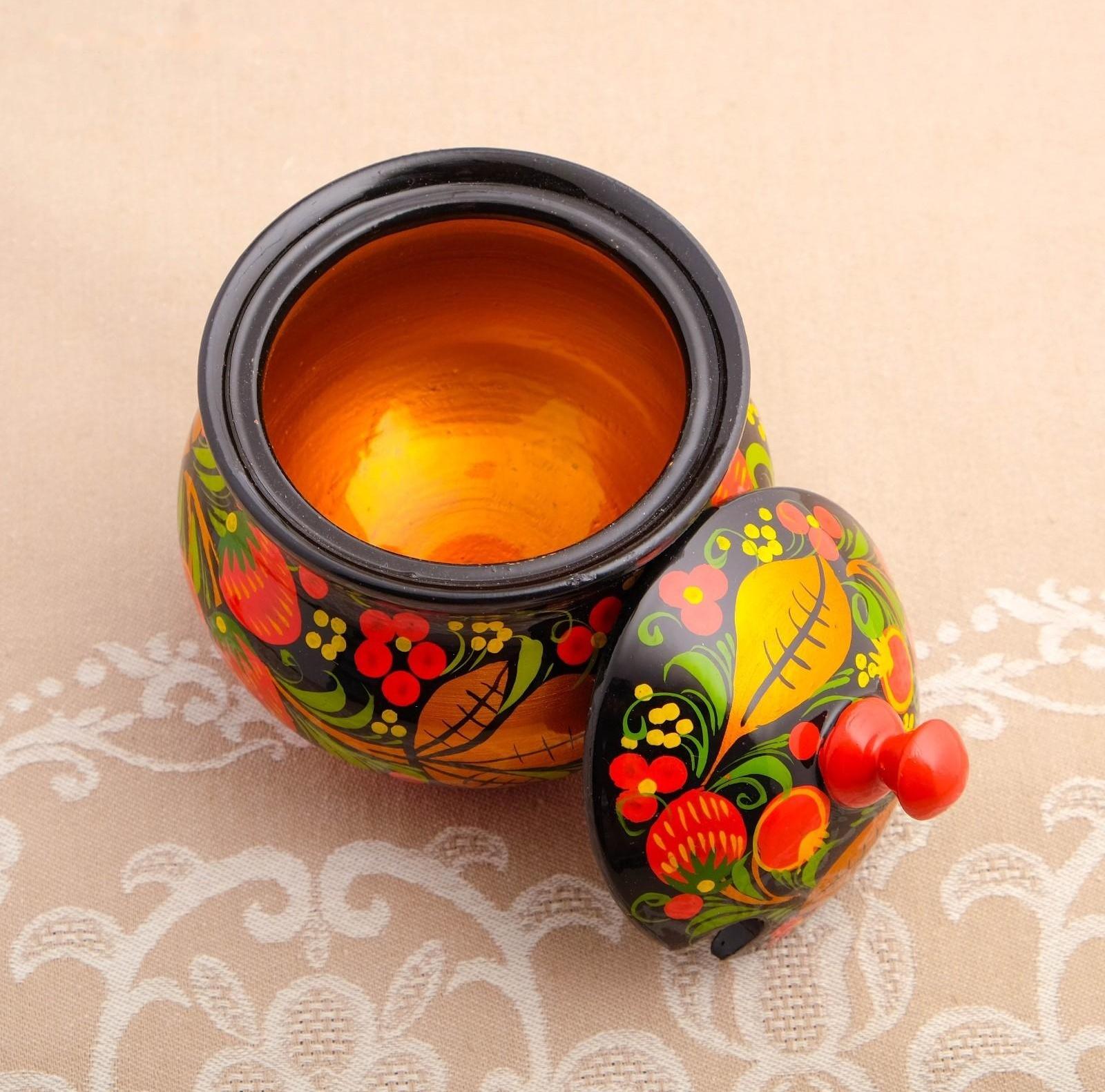 Сахарница«Ягодка», с ложкой, 10.5×11 см, хохлома