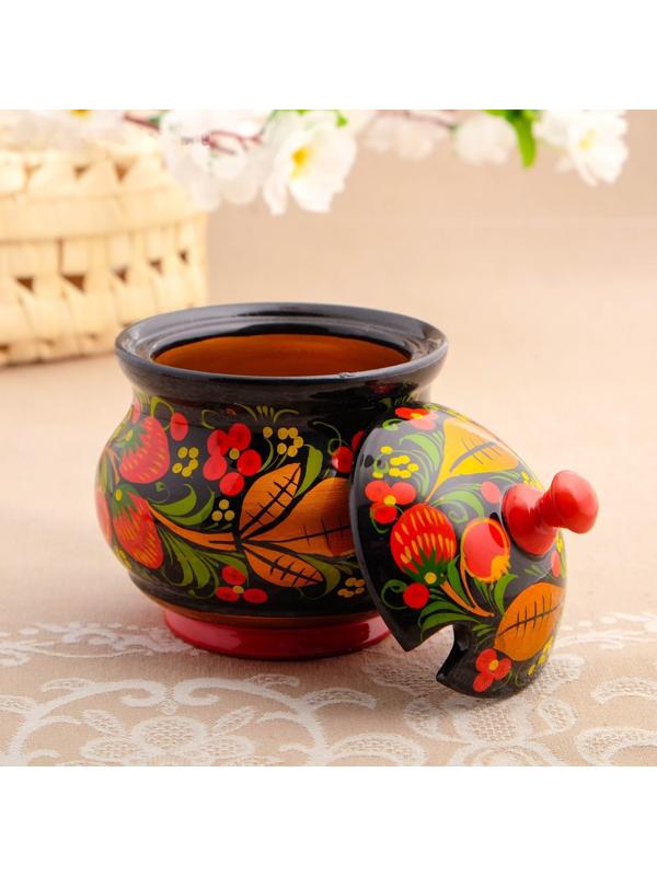 Сахарница«Ягодка», с ложкой, 10.5×11 см, хохлома