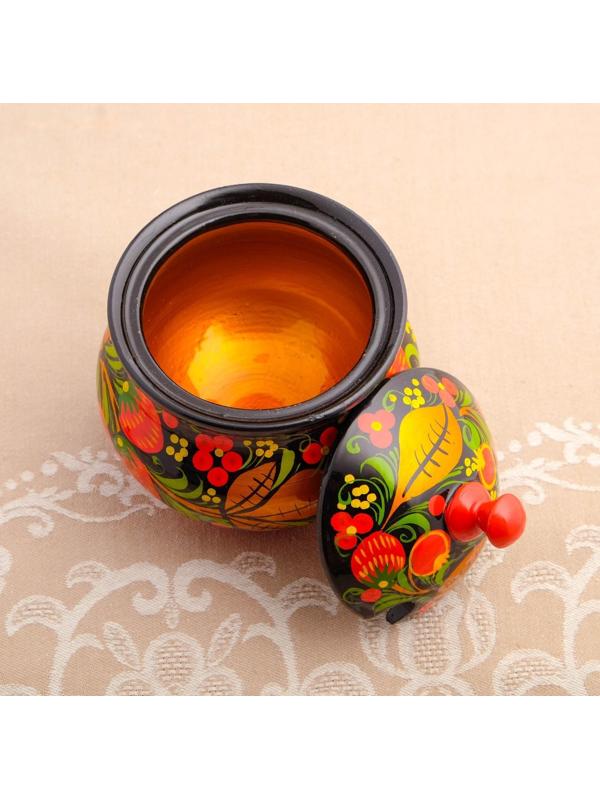 Сахарница«Ягодка», с ложкой, 10.5×11 см, хохлома