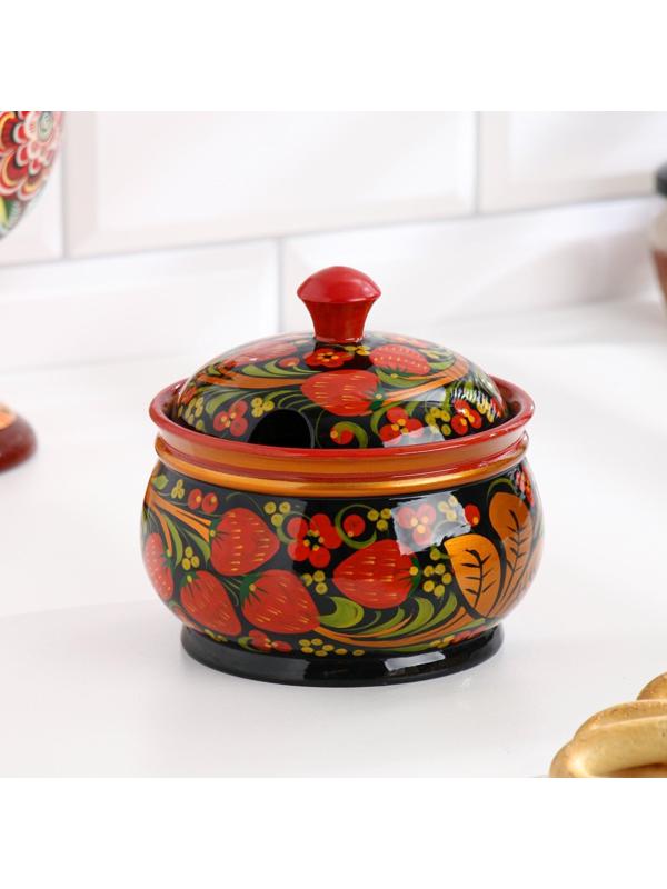 Сахарница «Ягодка», большая, 13×15 см, хохлома
