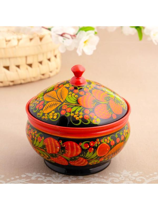 Сахарница «Ягодка», большая, 13×15 см, хохлома