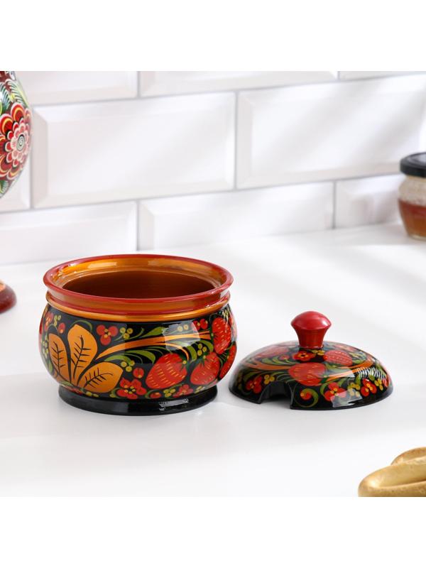 Сахарница «Ягодка», большая, 13×15 см, хохлома