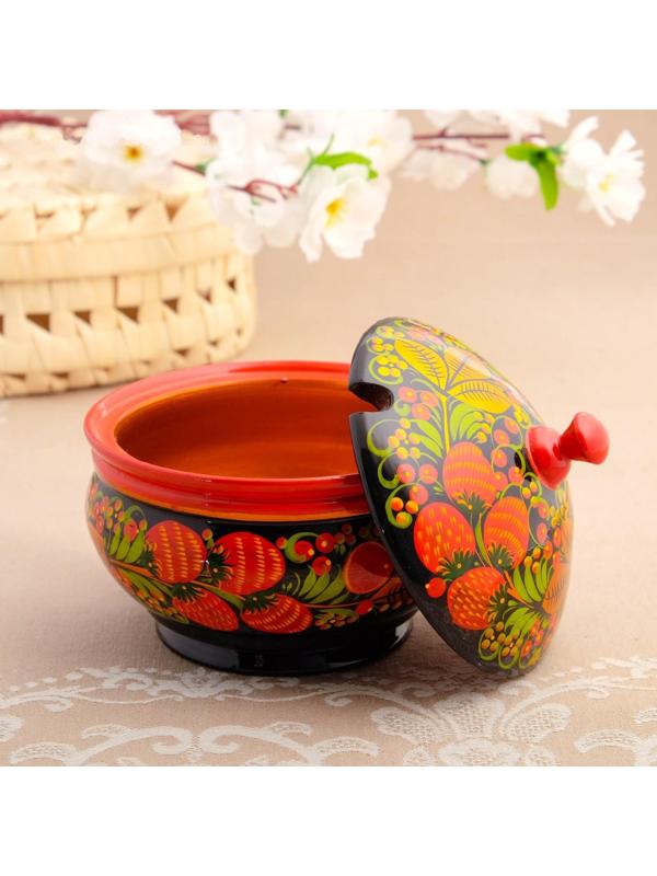 Сахарница «Ягодка», большая, 13×15 см, хохлома