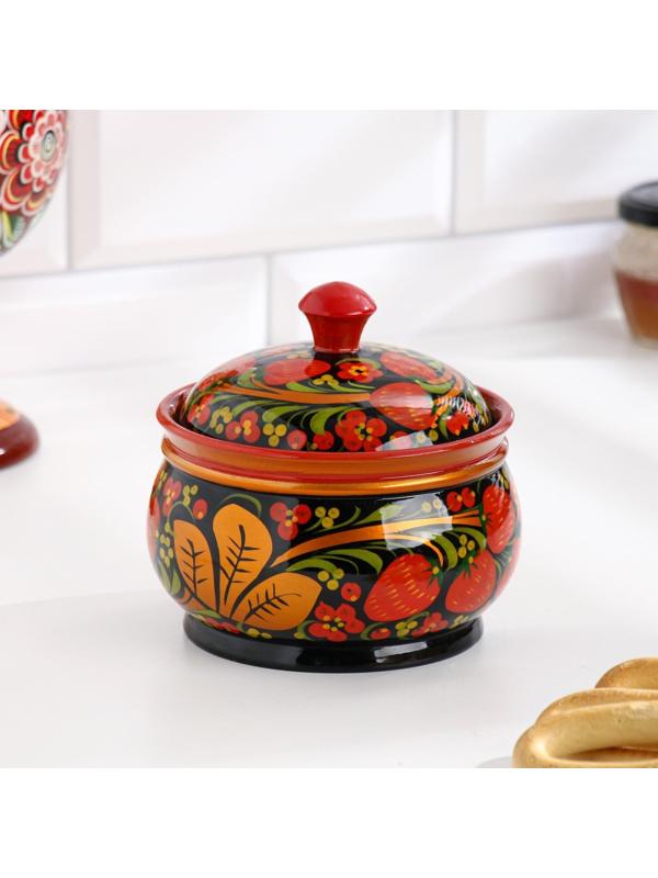 Сахарница «Ягодка», большая, 13×15 см, хохлома